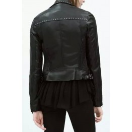 Punk Style Rivets Embellished Faux Leather Jacket