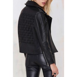 Sleek Faux Leather PU Woven Jacket
