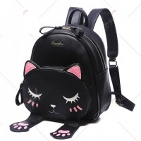 Cute Cat Pattern and Black Design Backpack For Women