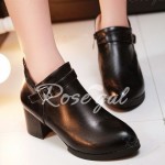 Casual Solid Color and Buckle Design Women's Boots