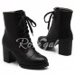 Concise Chunky Heel and Lace-Up Design Women's Boots