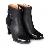 Elegant Patent Leather and Metallic Design Women's Ankle Boots