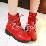 Fashionable Solid Color and PU Leather Design Women's Short Boots