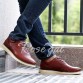 Vintage Style Engraving and PU Leather Design Men's Formal Shoes